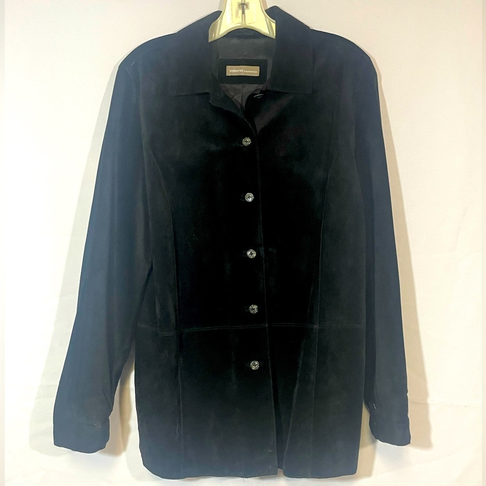 Valerie Separates Womens Black Crushed Leather Jacket size Large